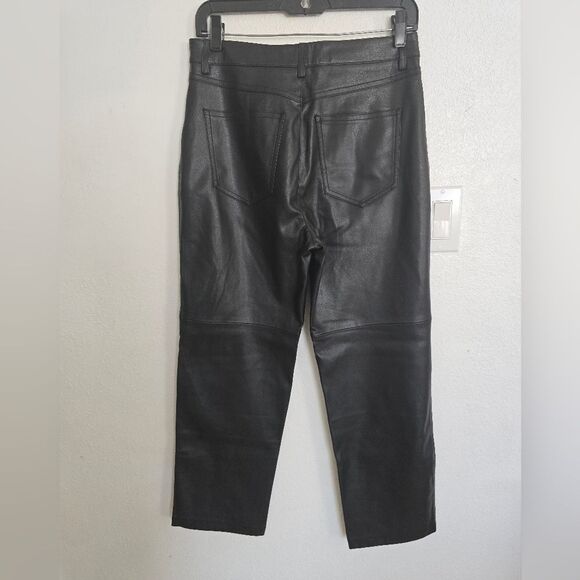 Mango Leather-effect Straight Black Pants Size 6 - Picture 8 of 14